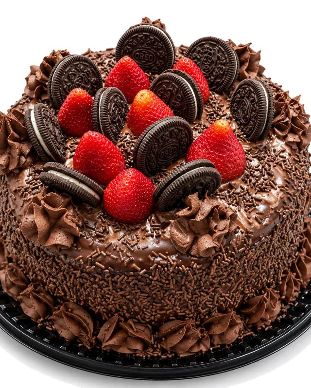 Torta de chocolate con oreo y frutillas hecha por Lia